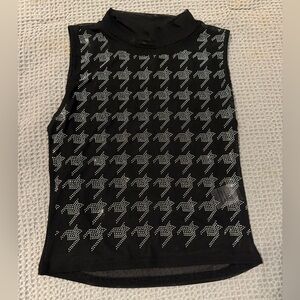 {GENERATION K} Black Sheer Houndstooth Tank Top